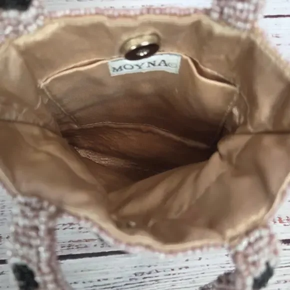 Moyna Beaded Demi Cheetah Handbag Clutch Pink Black Glam Holiday Party Coquette - Picture 4 of 9